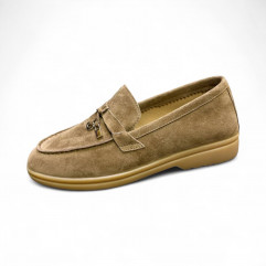 Лоферы  темно-бежевая замша 31283  фото