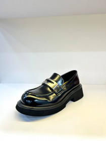 Лоферы, черная лаковая кожа 30317  фото