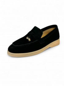 Лоферы черная замша 31282  фото