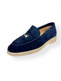 Лоферы синяя замша 31375  фото