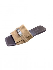 Шлепки рыжая замша 31117  фото