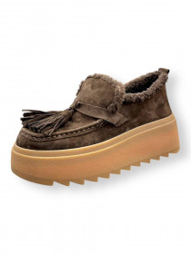 Лоферы-угги  коричневая замша 31454  фото