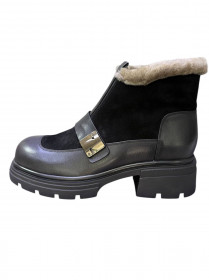 Жіночі  шкіряні+замша черевики 31441  фото