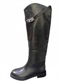 Сапоги черная кожа 31442  фото