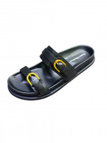 Шлепанцы черная кожа 31167  фото