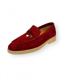 Лоферы  красная замша 31385  фото