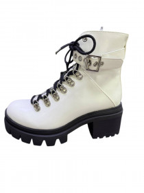 Черевики на шнурівці біла шкіра 31468  фото
