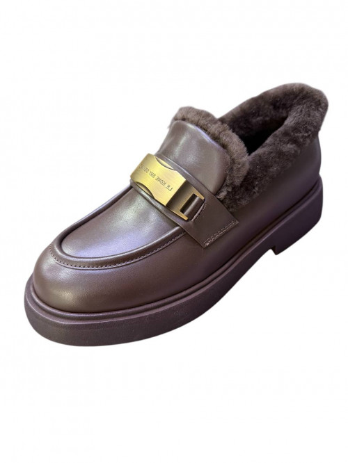 Лоферы-угги, коричневая кожа  Sasha Fabiani фото  1