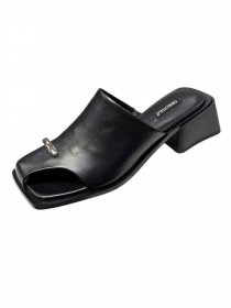 Сабо черная  кожа 31612  фото