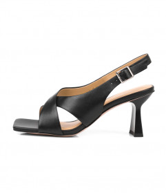 Женские кожаные босоножки на каблуке 29520  фото